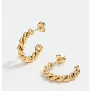 Gold Twist Hoops Waterproof 18K simply dainty earrings lightweight gold hoops
